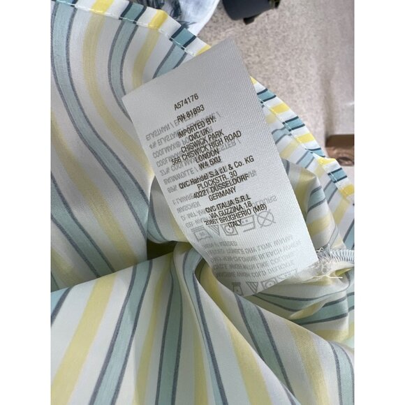 Denim and Company Printed Button Front Shirt Womens M Yellow Stripe Cotton Blend - Picture 6 of 7